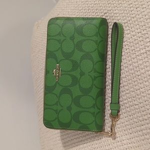 Coach Long Zip Around Wallet in Green
